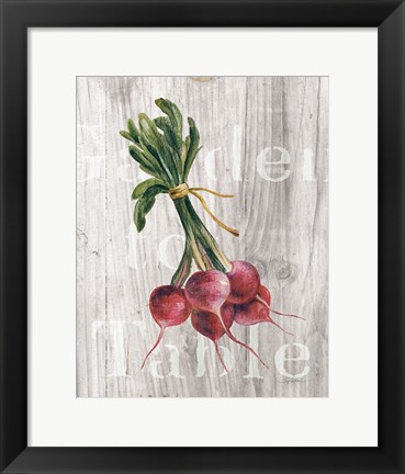 Framed Market Vegetables III on Wood Print