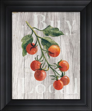 Framed Market Vegetables IV on Wood Print