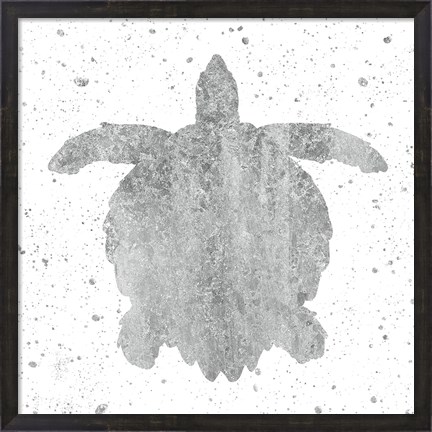 Framed Silver Sea Life Turtle Print