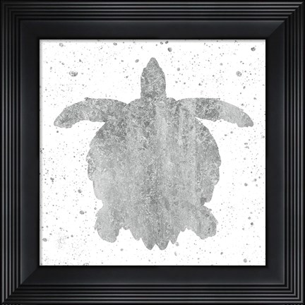Framed Silver Sea Life Turtle Print