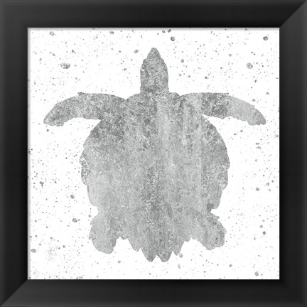 Framed Silver Sea Life Turtle Print