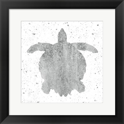 Framed Silver Sea Life Turtle Print