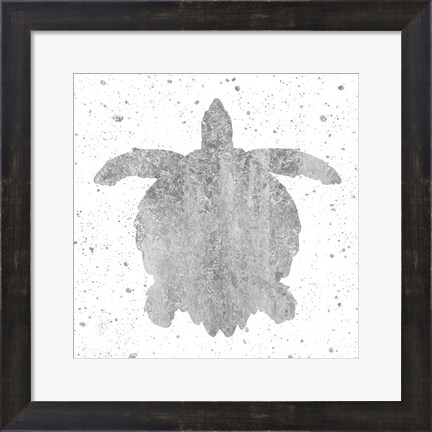 Framed Silver Sea Life Turtle Print