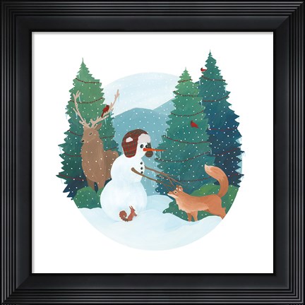Framed Winter Friends I Print