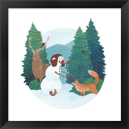 Framed Winter Friends I Print