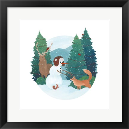 Framed Winter Friends I Print