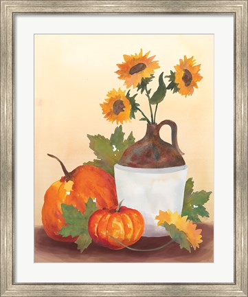 Framed Watercolor Harvest Sunflower I Print