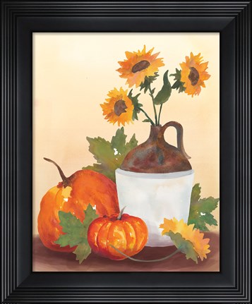 Framed Watercolor Harvest Sunflower I Print