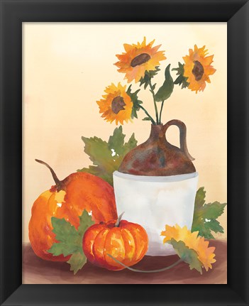Framed Watercolor Harvest Sunflower I Print
