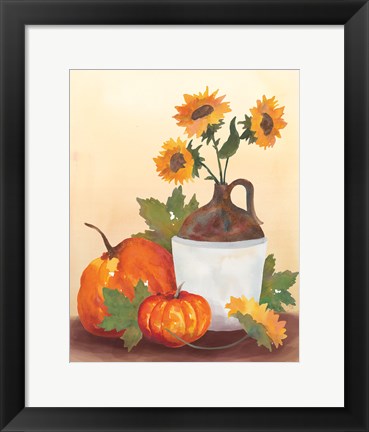 Framed Watercolor Harvest Sunflower I Print