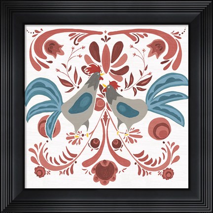 Framed Americana Roosters II Print