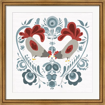 Framed Americana Roosters IV Print