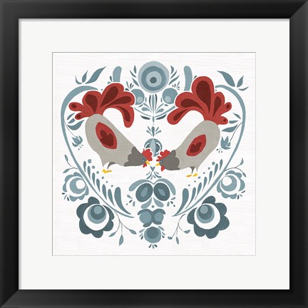 Framed Americana Roosters IV Print