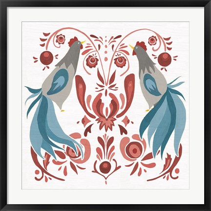 Framed Americana Roosters III Print