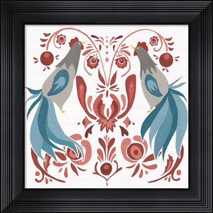 Framed Americana Roosters III Print