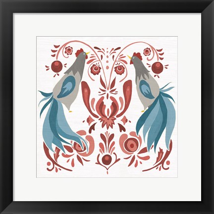 Framed Americana Roosters III Print