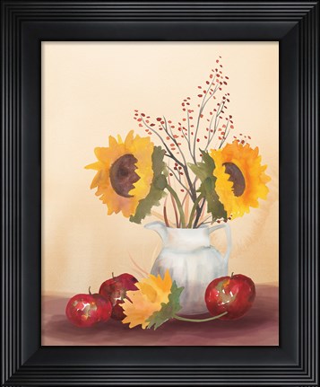 Framed Watercolor Harvest Sunflower II Print