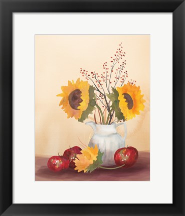 Framed Watercolor Harvest Sunflower II Print