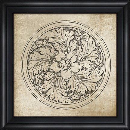 Framed Rosette II Neutral Print