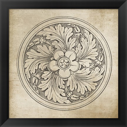 Framed Rosette II Neutral Print