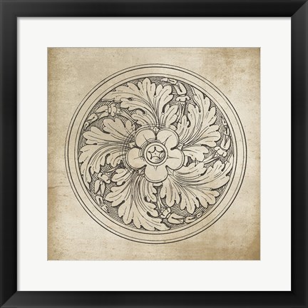 Framed Rosette II Neutral Print