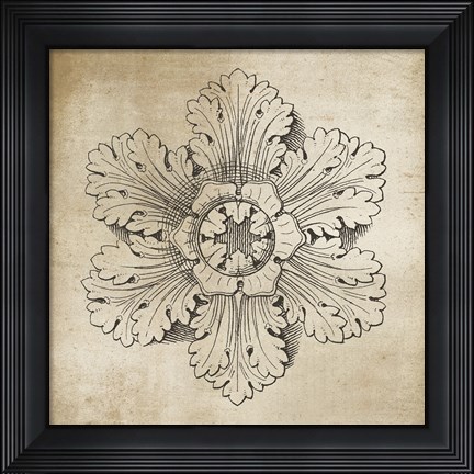 Framed Rosette V Neutral Print