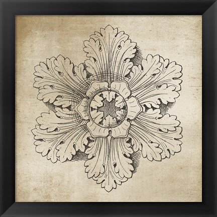 Framed Rosette V Neutral Print