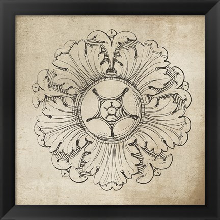 Framed Rosette VI Neutral Print