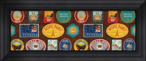 Framed Vintage Travel Suitcase Border Print