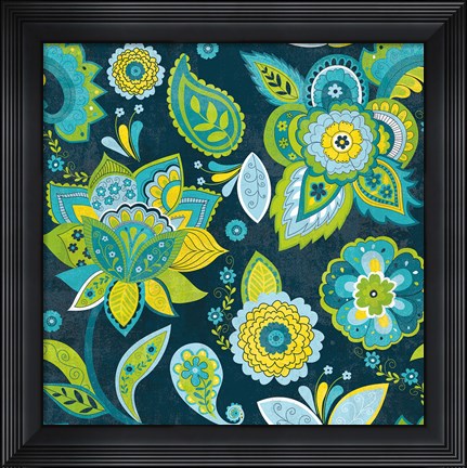 Framed Fun Florals Indigo Crop Print