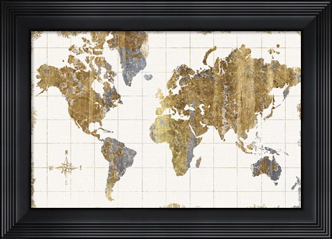 Framed Gilded Map Linen Print