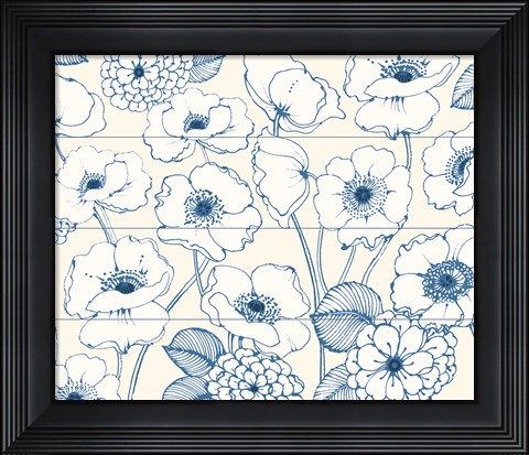 Framed Pen and Ink Flowers I Print