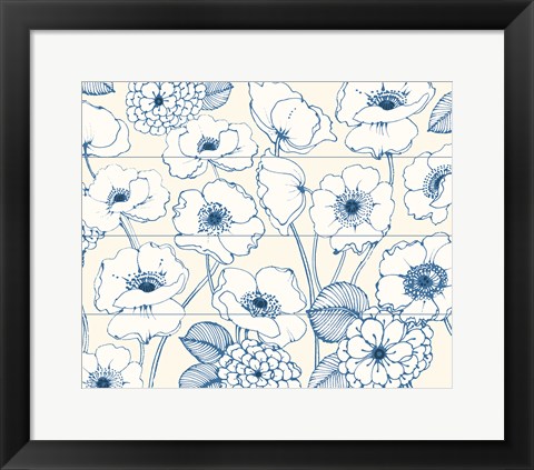 Framed Pen and Ink Flowers I Print