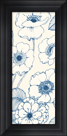 Framed Pen and Ink Flowers on cream Panel II Print