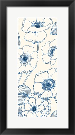 Framed Pen and Ink Flowers on cream Panel II Print