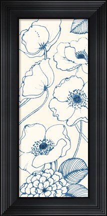Framed Pen and Ink Flowers on cream Panel III Print