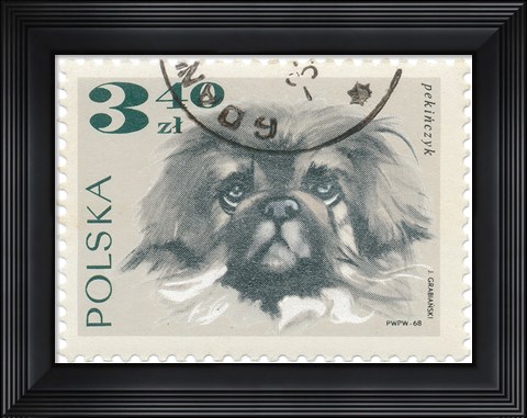 Framed Poland Stamp III on White Print