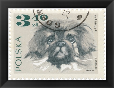 Framed Poland Stamp III on White Print