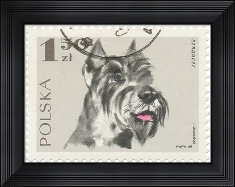 Framed Poland Stamp I on White Print