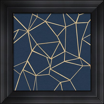 Framed Succulent Pattern Navy Print