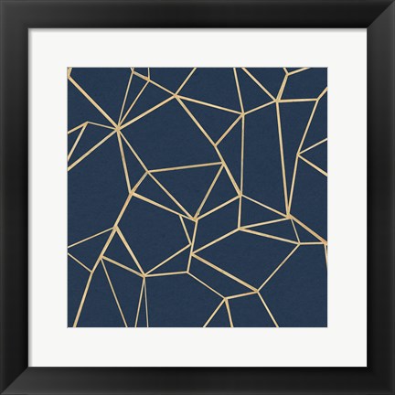 Framed Succulent Pattern Navy Print