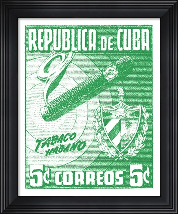 Framed Cuba Stamp XI Bright Print