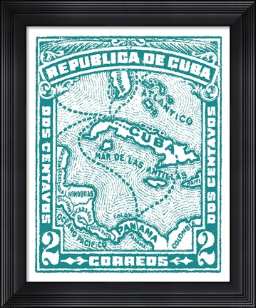 Framed Cuba Stamp XIII Bright Print