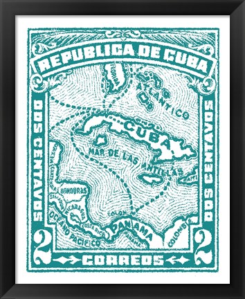 Framed Cuba Stamp XIII Bright Print