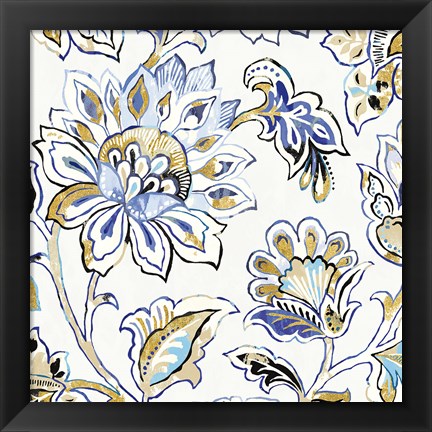 Framed Ceylon Gardens III Black and Gold Print