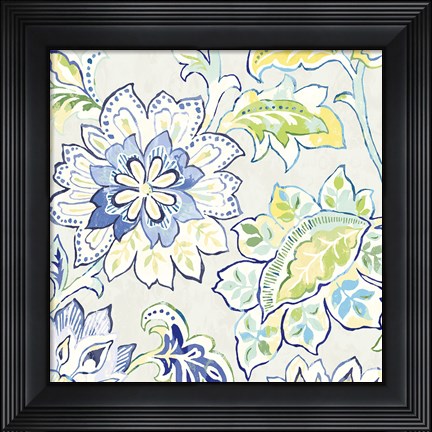 Framed Ceylon Gardens VI Indigo Print
