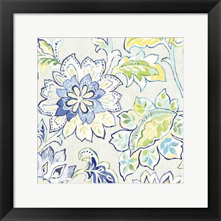 Framed Ceylon Gardens VI Indigo Print