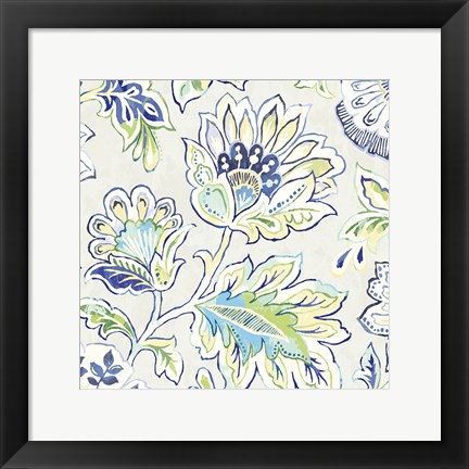 Framed Ceylon Gardens V Indigo Print