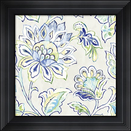 Framed Ceylon Gardens III Indigo Print