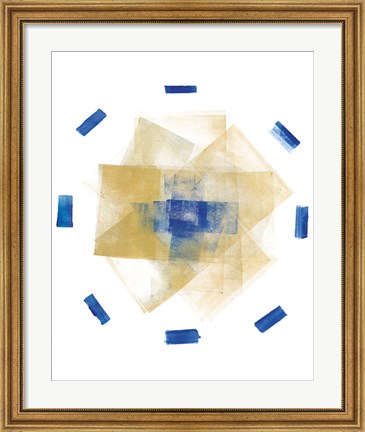 Framed Blue and Gold Element I Print